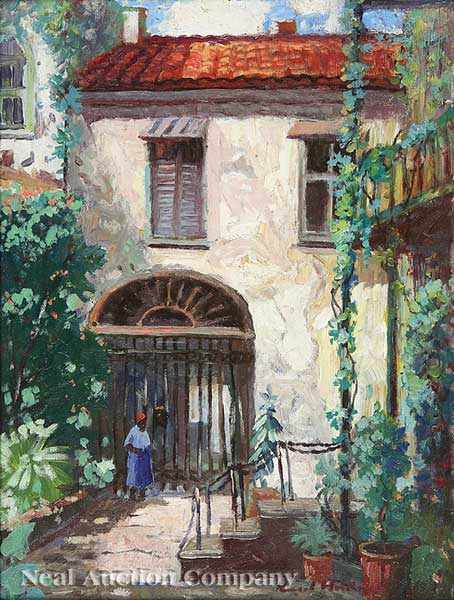 Appraisal: Knute Heldner Swedish New Orleans - French Quarter Courtyard oil