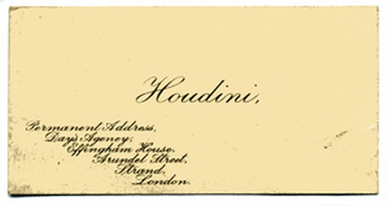 Appraisal: HOUDINI Harry Ehrich WEISS - Engraved business card with Houdini's