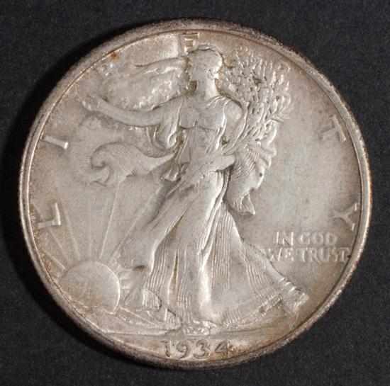 Appraisal: Three United States walking Liberty type silver half dollars AU-