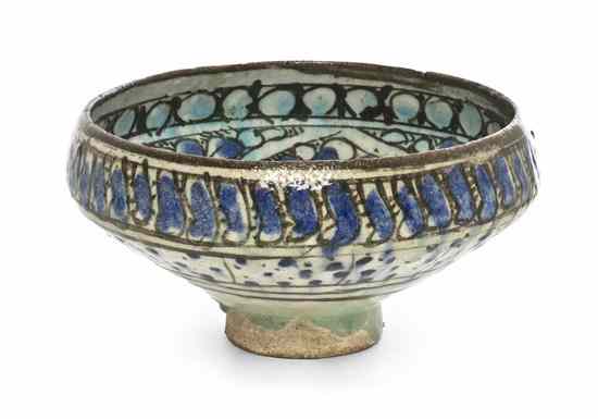 Appraisal: A Sultanabad Pottery Bowl th century decorated in black blue