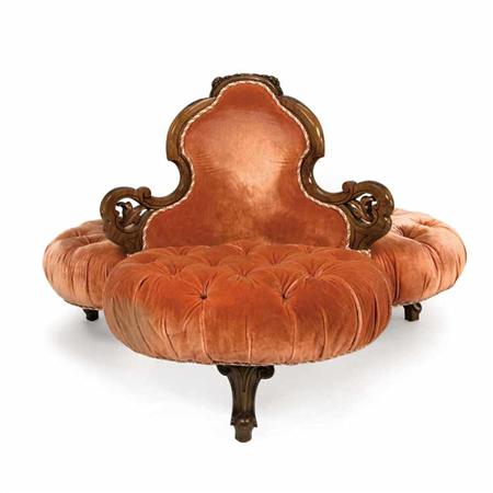 Appraisal: Victorian Carved Mahogany Three-Seat Tete a Tete Estimate -