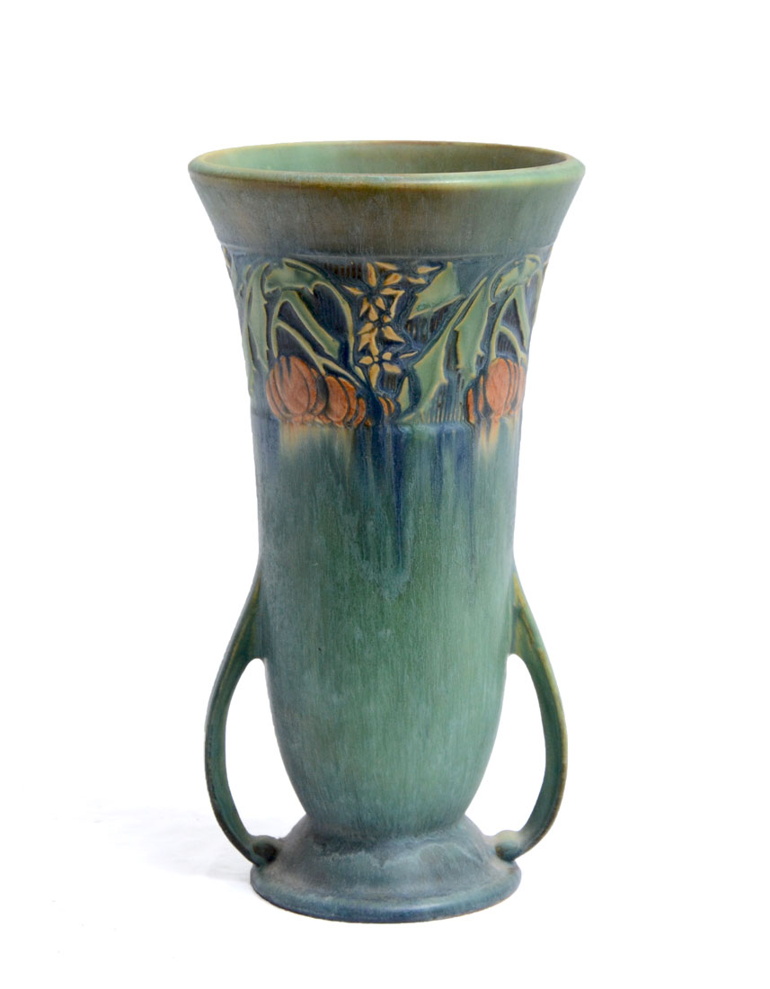 Appraisal: ROSEVILLE BANEDA - '' HANDLED VASE Form unmarked overall ''