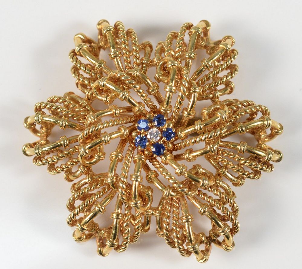 Appraisal: Tiffany Company Karat Gold Brooch set with five blue sapphires