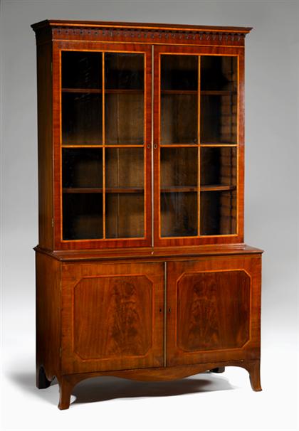 Appraisal: George III mahogany and satinwood banded bookcase circa The upper