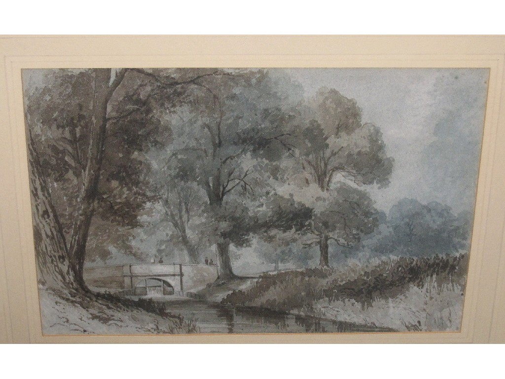 Appraisal: Watercolour landscape with a bridge over a sluice unsigned