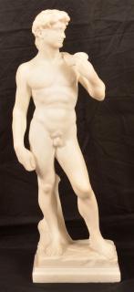 Appraisal: Unsigned Vintage Carved Alabaster Nude Male Figure h