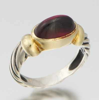 Appraisal: A David Yurman Sterling Silver Gold and Garnet Ring Sterling