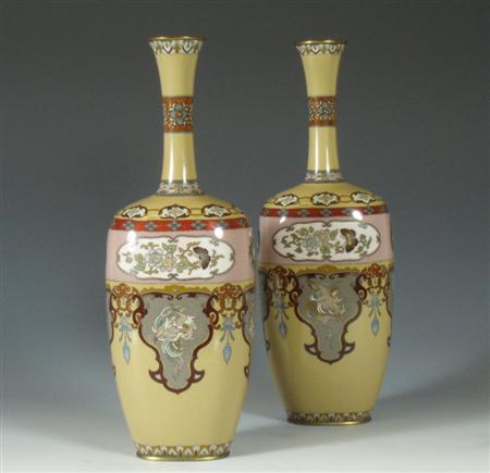 Appraisal: A pair of Japanese cloisonne enamel vases Taisho period each