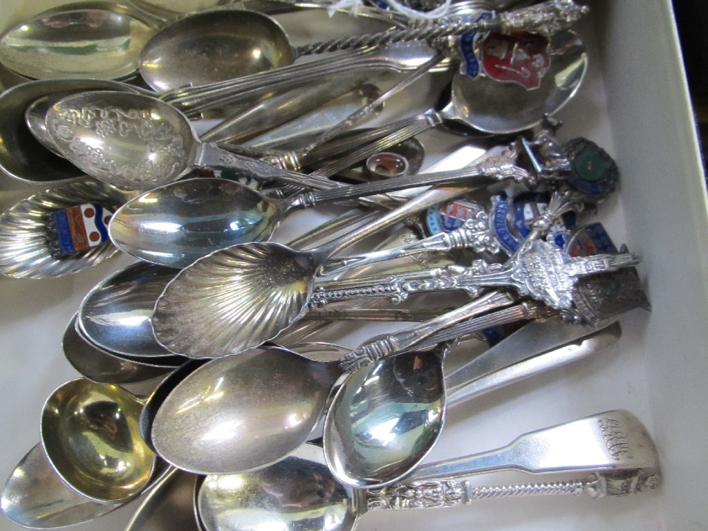 Appraisal: Box of silver souvenir spoons