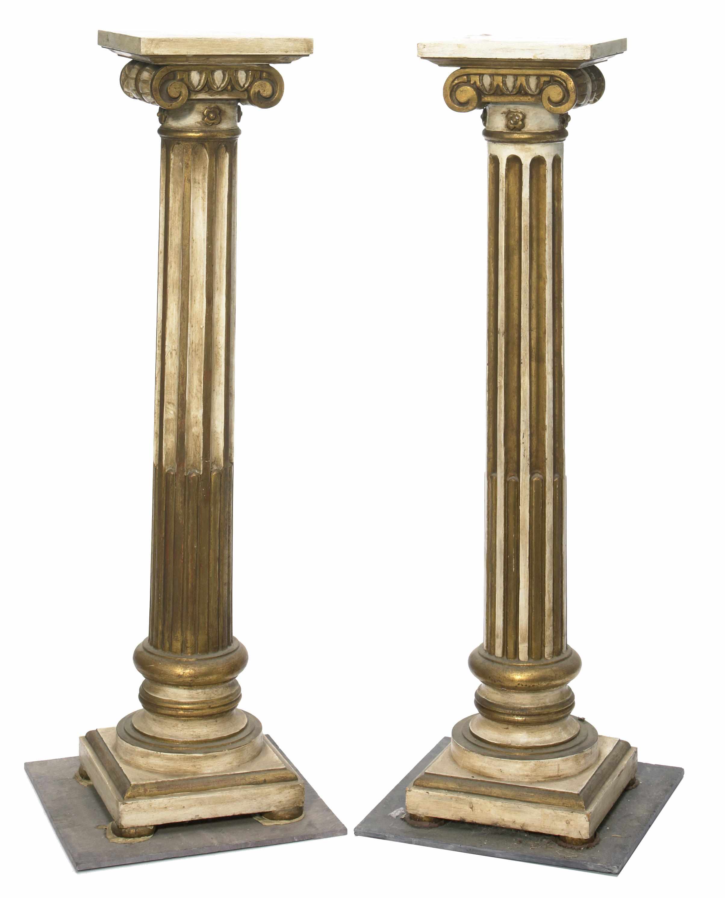 Appraisal: A pair of Neoclassical style paint decorated and parcel gilt