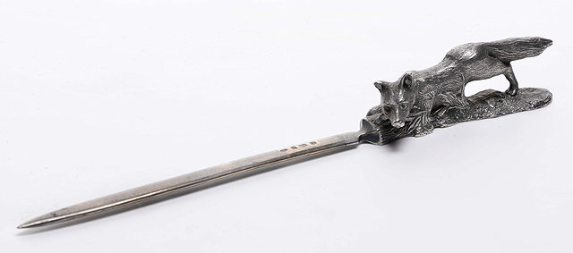 Appraisal: A SOLID SILVER LETTER OPENER the handle in the form