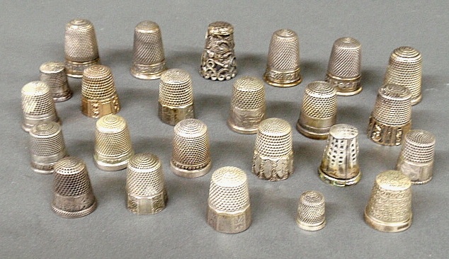 Appraisal: - Twenty-five thimbles- sterling silver English silver troy oz and