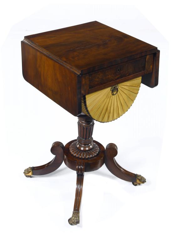 Appraisal: A GEORGE IV MAHOGANY DROP-LEAF WORK-TABLE with a drawer and