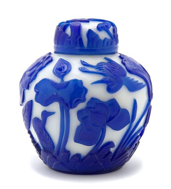 Appraisal: Chinese Peking Glass Lidded Ginger Jar th century having blue