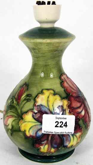 Appraisal: Moorcroft Lampbase decorated in the Hibiscus design height cm