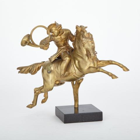 Appraisal: French Gilt Bronze Equestrian Group th century modelled as a