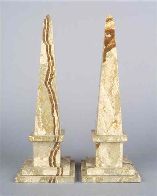 Appraisal: A Pair of Stone Obelisks Height inches