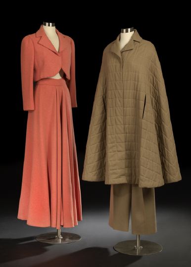 Appraisal: Two Scaasi Daytime Outfits consisting of a coral wool sailor