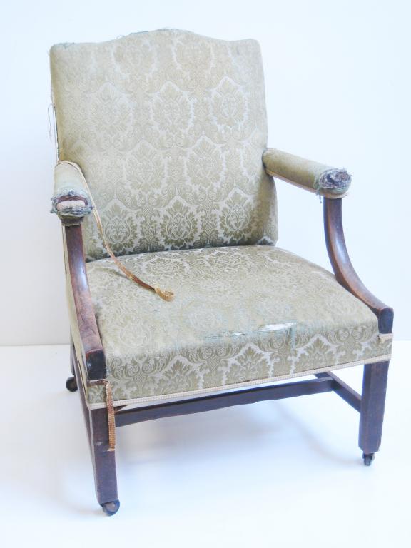 Appraisal: A Georgian mahogany framed Gainsborough Armchair with upholstered back seat