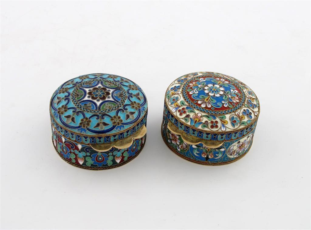 Appraisal: A Russian silver-gilt and enamel box