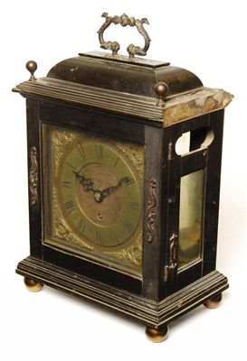 Appraisal: An ebonised bracket clock with a single fusee movement and