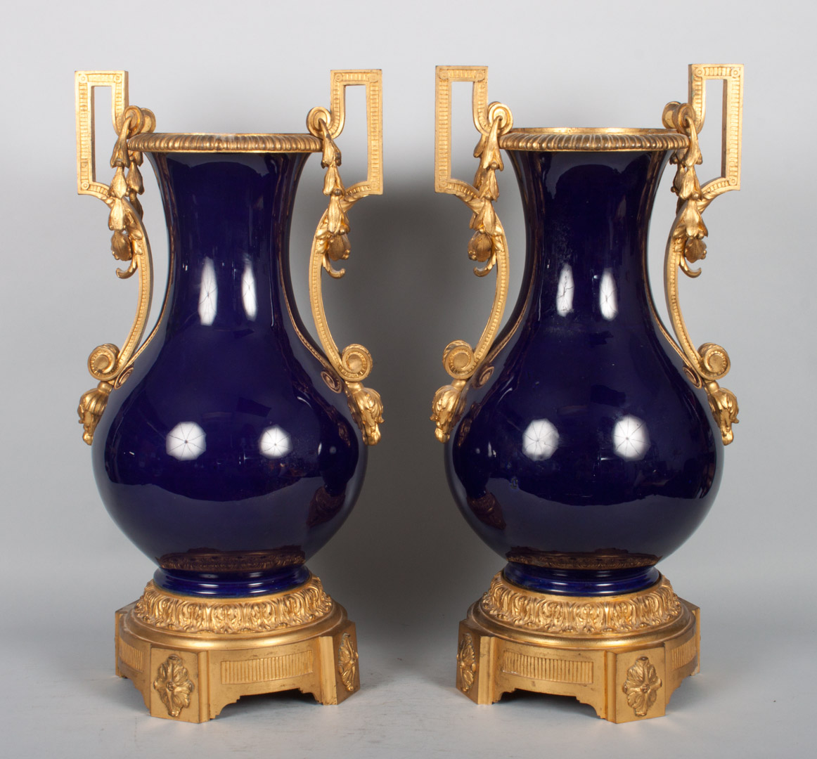 Appraisal: Pair of bleu du roi porcelain vases th century in