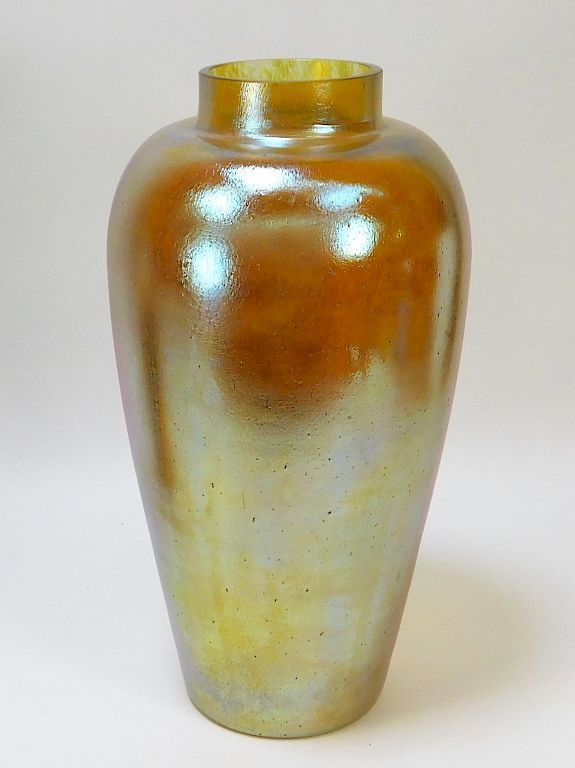 Appraisal: Large Iridescent Bohemian Art Glass Vase Bohemia th Century Large