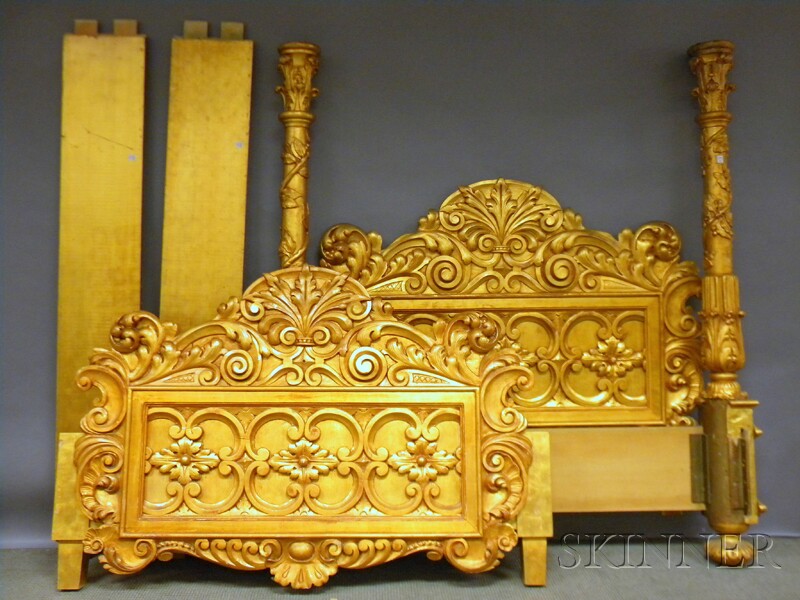 Appraisal: Italian Rococo-style Giltwood Carved Bed overall ht wd in