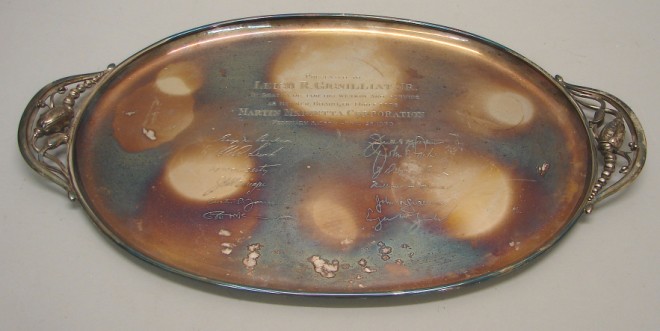 Appraisal: Presentation tray inscribed Presented to Leigh R Gignilliat Jr In