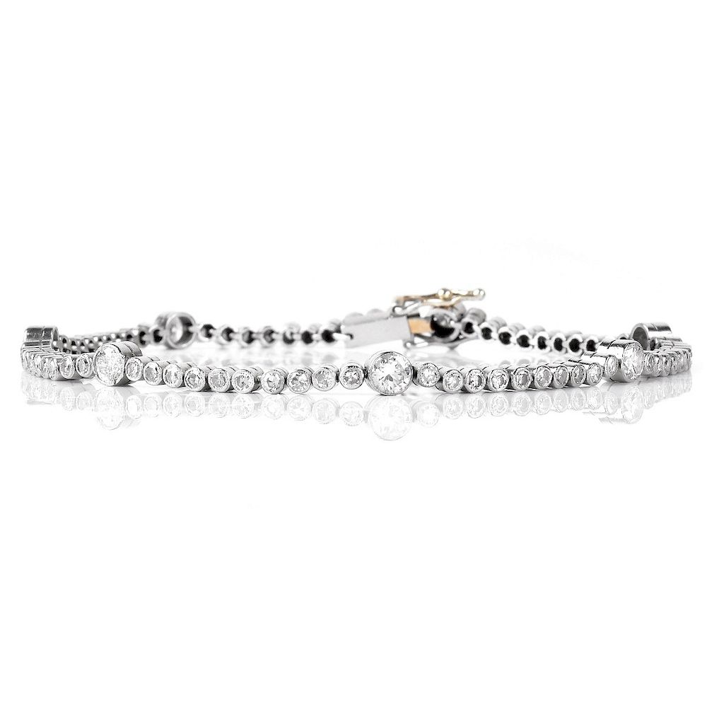 Appraisal: Art Deco Diamond and Platinum Line Bracelet Art Deco Carat