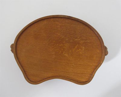 Appraisal: A Robert Mouseman Thompson oak tray kidney shaped carved with