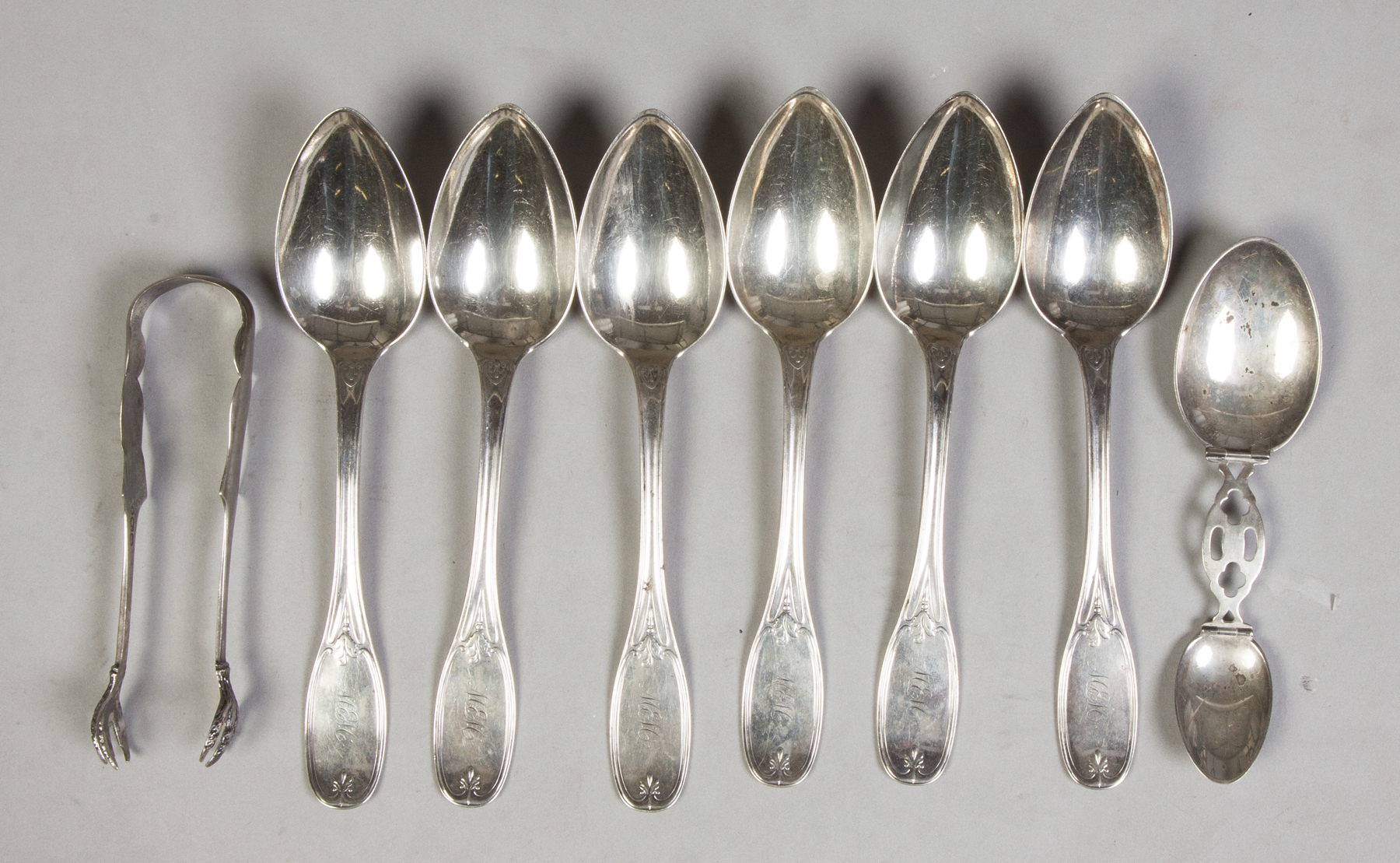 Appraisal: Early Silver Spoons Marked Charbottle Auburn Together with various other