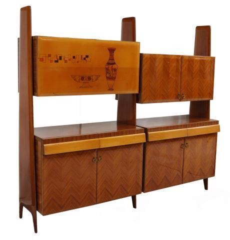 Appraisal: Italian mid-century modern mahogany sideboard c s chevron matched veneers