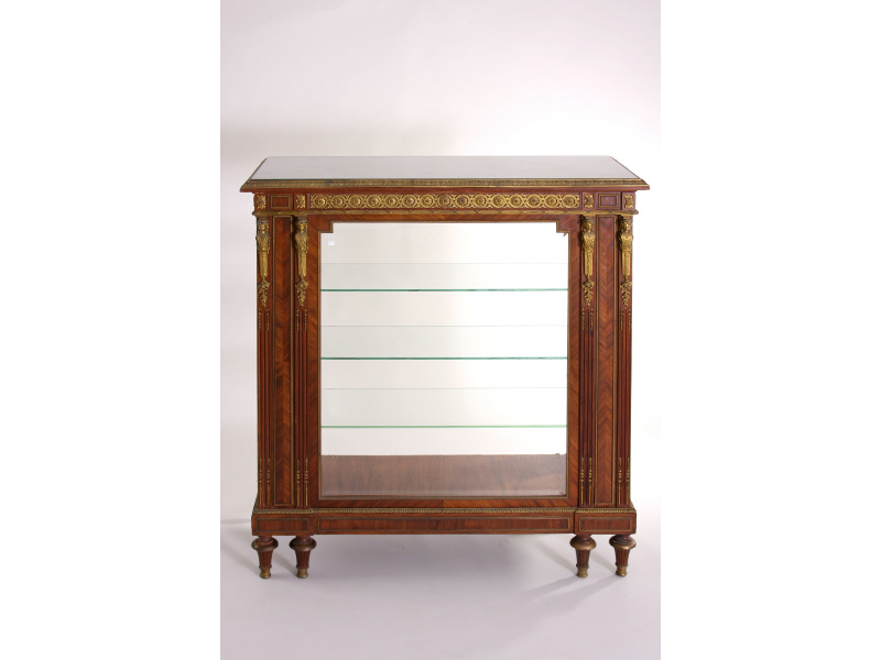 Appraisal: Double Sided Louis Philippe Display Cabinet ca mahogany and rosewood