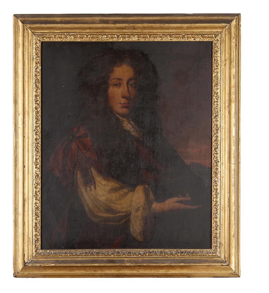 Appraisal: MANNER OF JOHN MICHAEL WRIGHT HALF-LENGTH PORTRAIT OF GENTLEMAN WITH