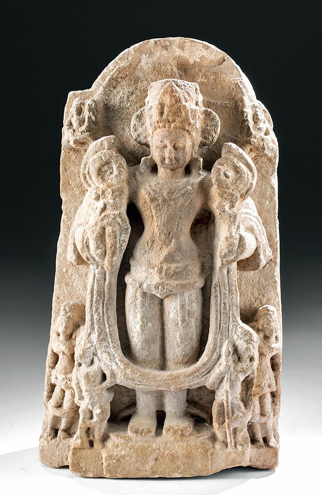 Appraisal: th C Indian Stone Relief - Surya Sun God Central