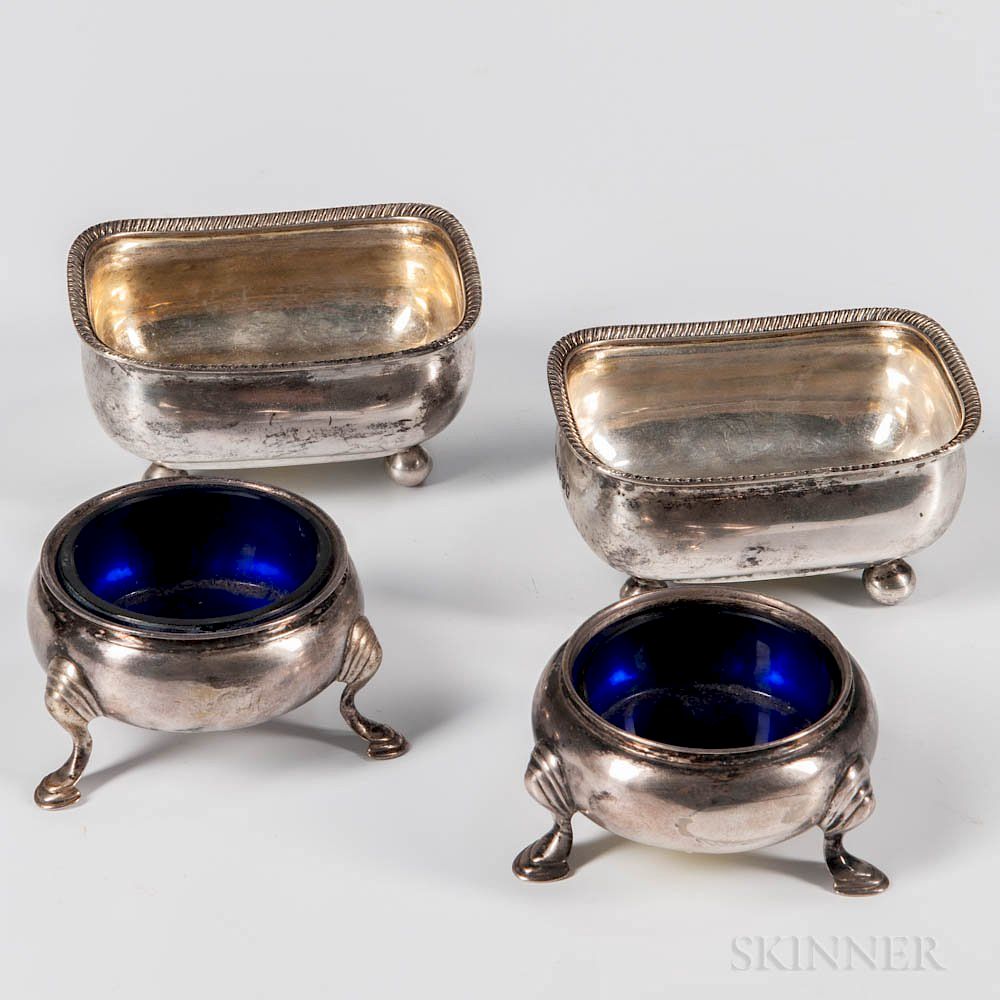 Appraisal: Four Georgian Sterling Silver Salt Cellars Four Georgian Sterling Silver