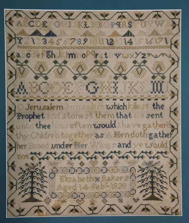 Appraisal: ENGLISH CROSS STITCH SAMPLER Dated Feb of linen and worked