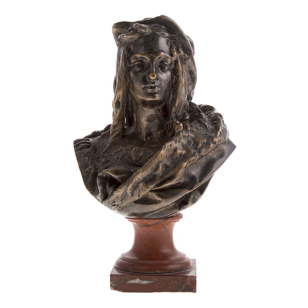 Appraisal: After Carrier-Belleuse Bust Renaissance Man Bronze signed A Carrier mounted