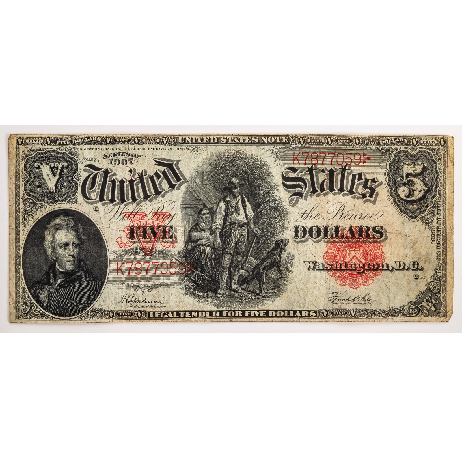 Appraisal: THREE LEGAL TENDER NOTES WOODCHOPPER FR- Fine F VF and