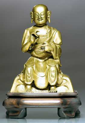 Appraisal: ANTIQUE SINO-TIBETAN GILT BRONZE Unusual and well detailed antique Sino-Tibetan