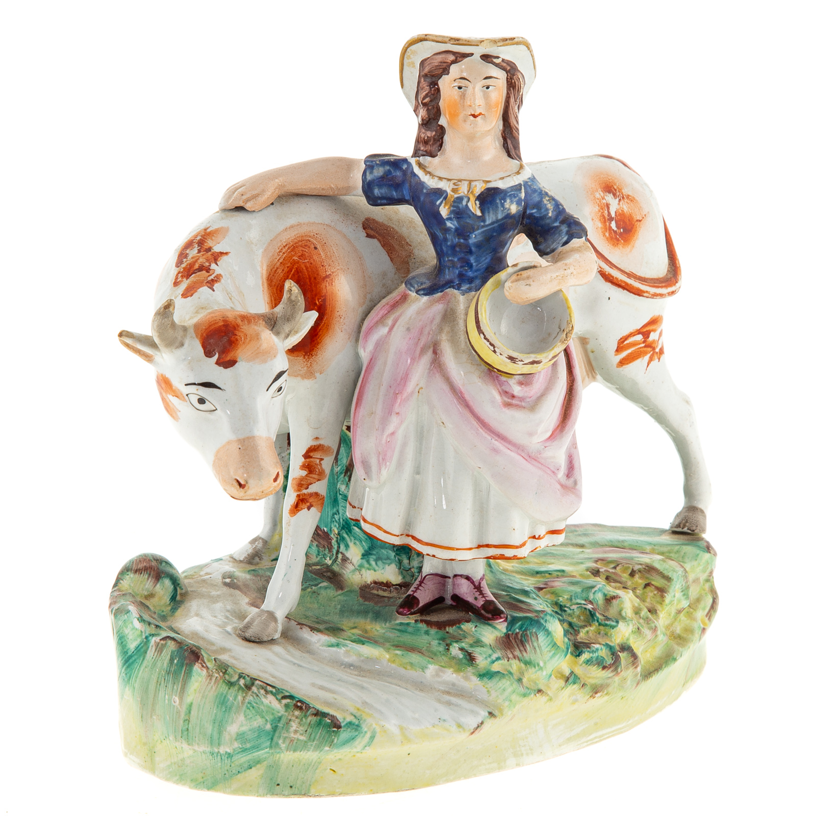 Appraisal: STAFFORDSHIRE COW MILK MAID First quarter- th century cow and