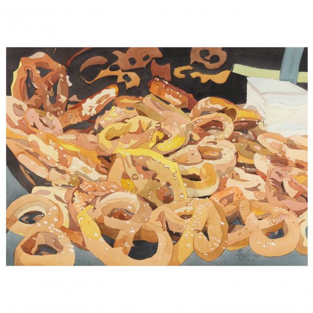 Appraisal: SANDRA BEEBE AMERICAN - PRETZELS Watercolor on paper signed and