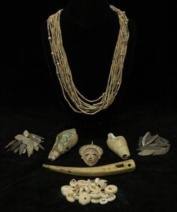 Appraisal: Assorted African Glass and Pottery Beads Together with shell and