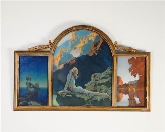 Appraisal: Maxfield Parrish Print Triptych Evening x Wild Geese x Stars