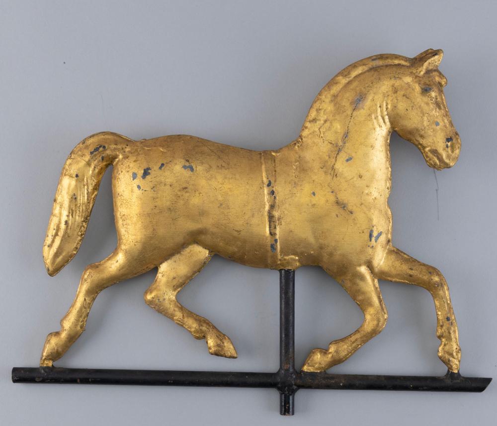 Appraisal: UNUSUALLY SMALL GILT RUNNING HORSE WEATHER VANE Late th Century