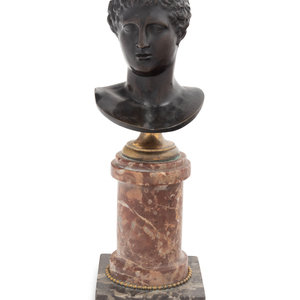 Appraisal: A Grand Tour Bronze Bust on a Bi-Color Marble Socle