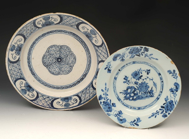 Appraisal: A COBALT BLUE TIN GLAZED DISH with stylised floral decoration