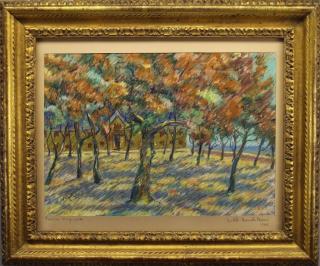 Appraisal: Mathurin Meheut France - Pastel of a wooded autumnal landscape