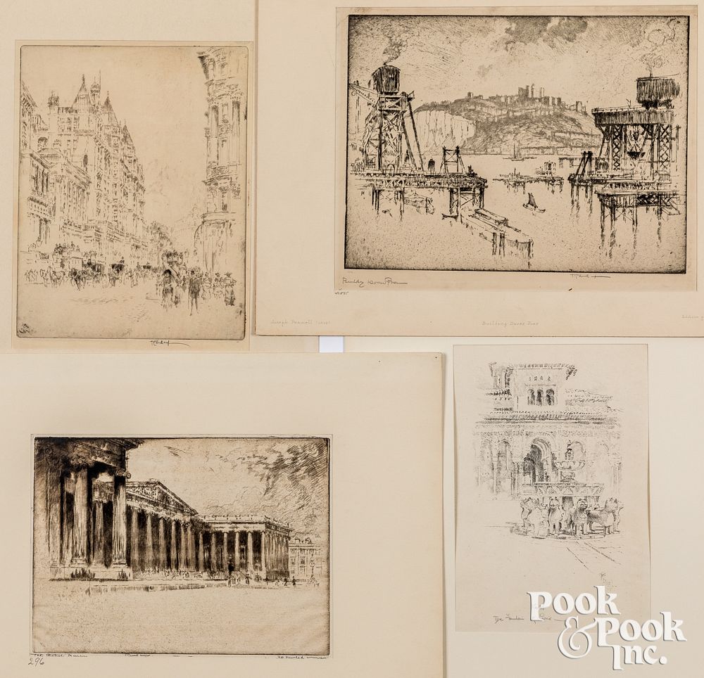 Appraisal: Four Joseph Pennell etchings Four Joseph Pennell etchings to include